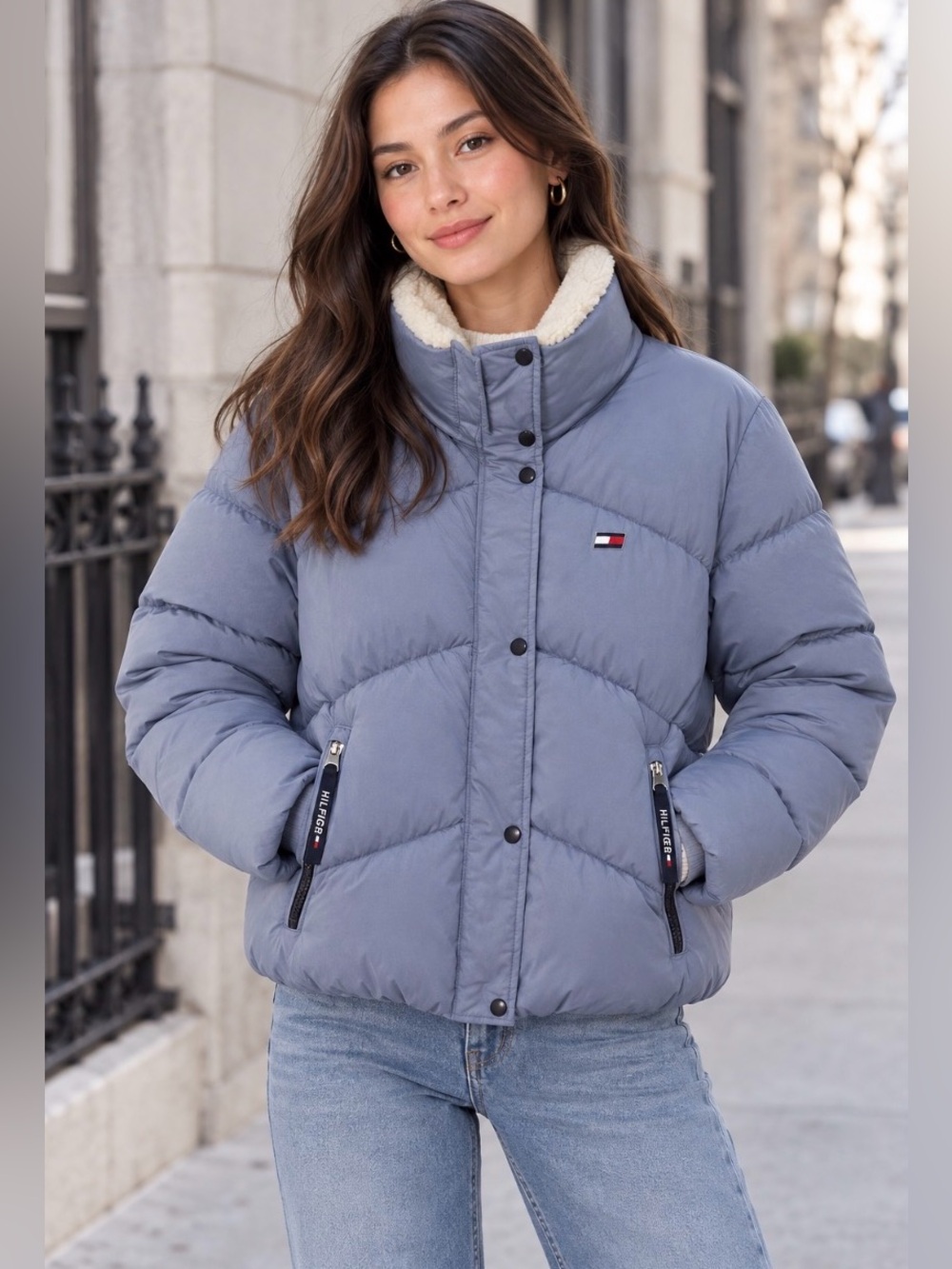 Tommy Hilfiger Sport Light Blue Puffer Jacket | Size M